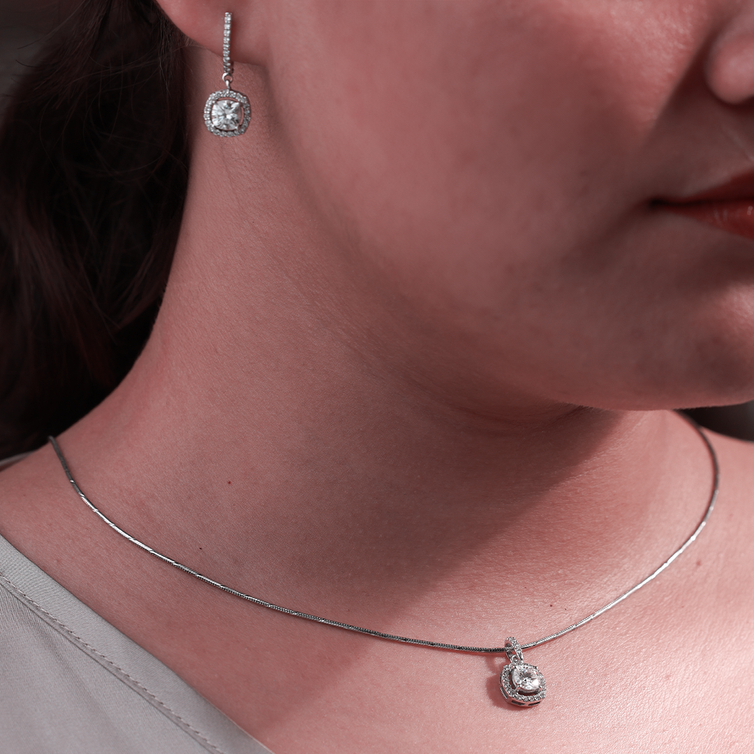 Cushion Cut Pendant Set