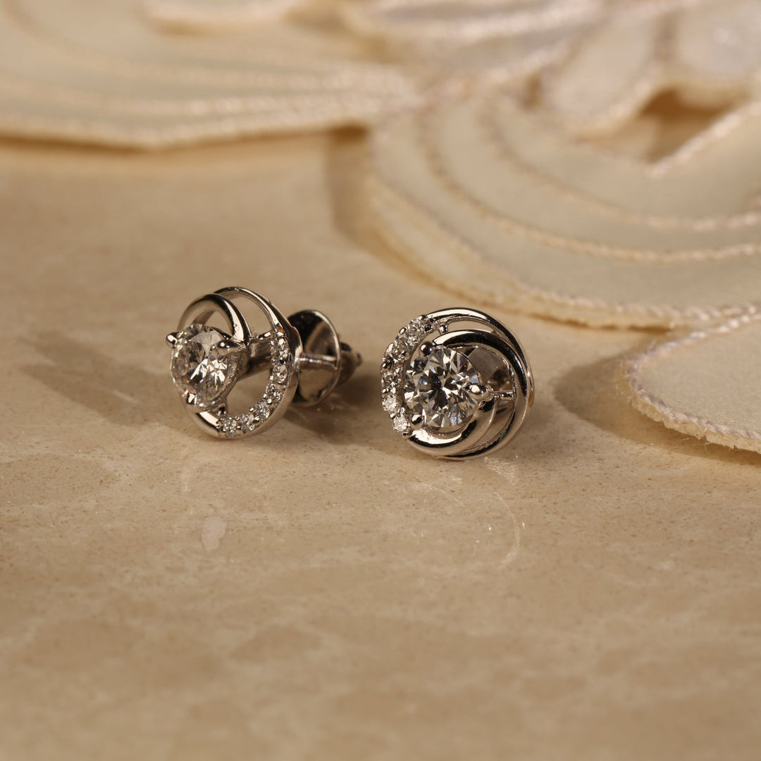 50 Cent Solitaire Studs with a Twist