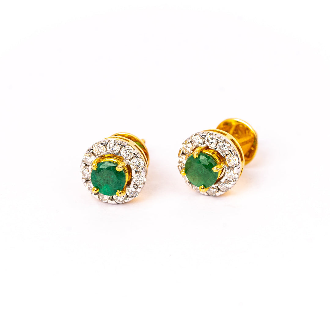 Emerald Halo Studs