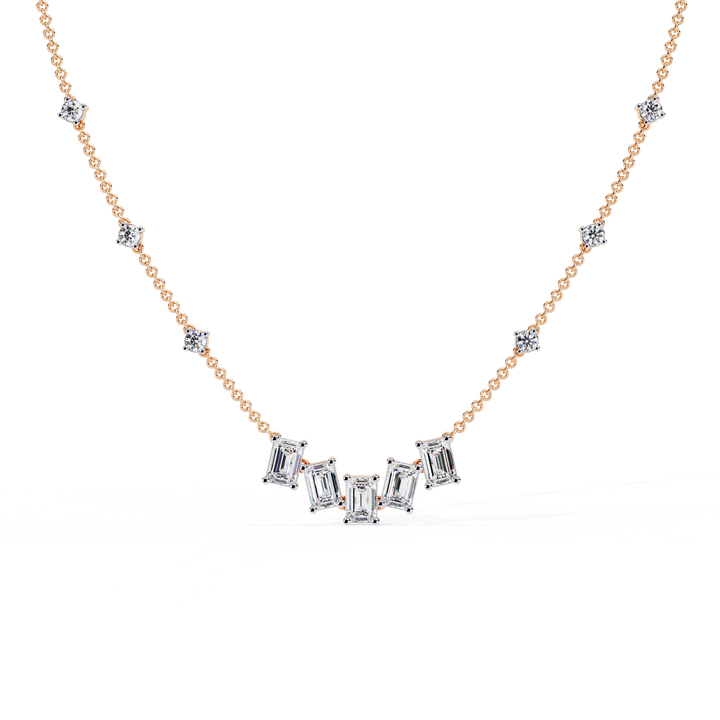 Round & Emerald Cut Diamond Necklace