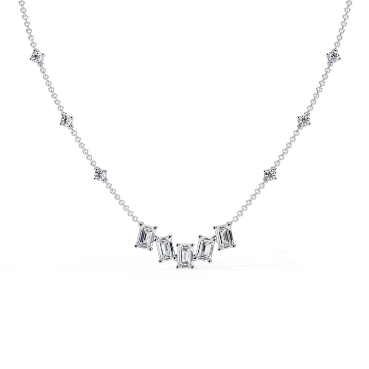 Round & Emerald Cut Diamond Necklace