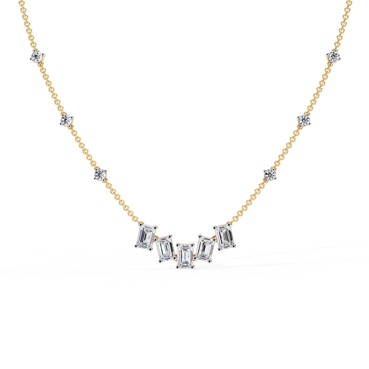 Round & Emerald Cut Diamond Necklace