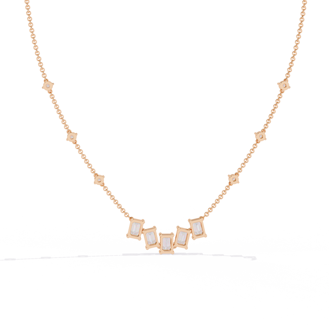 Round & Emerald Cut Diamond Necklace