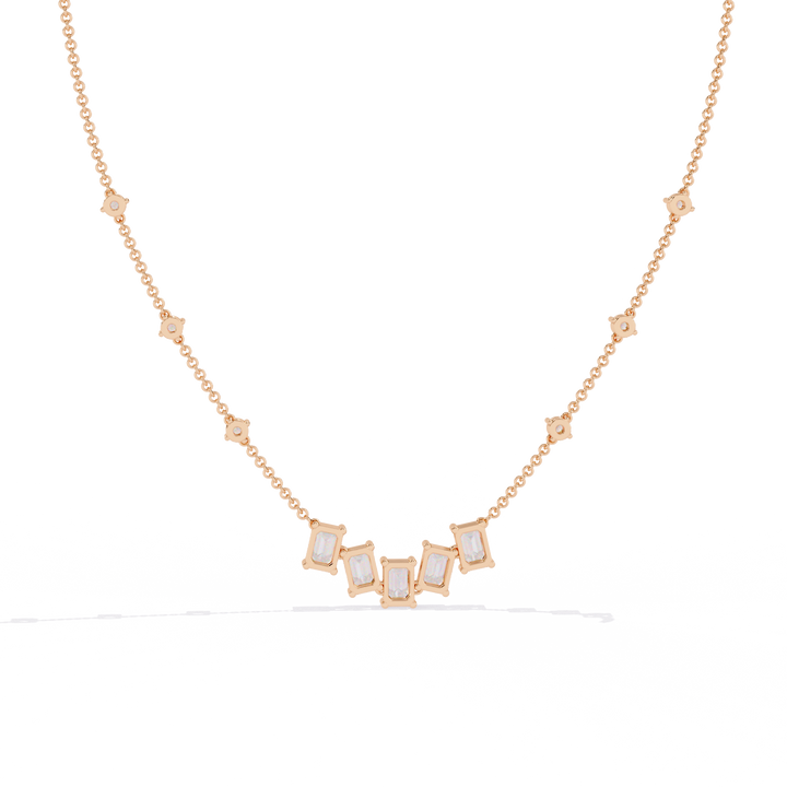 Round & Emerald Cut Diamond Necklace