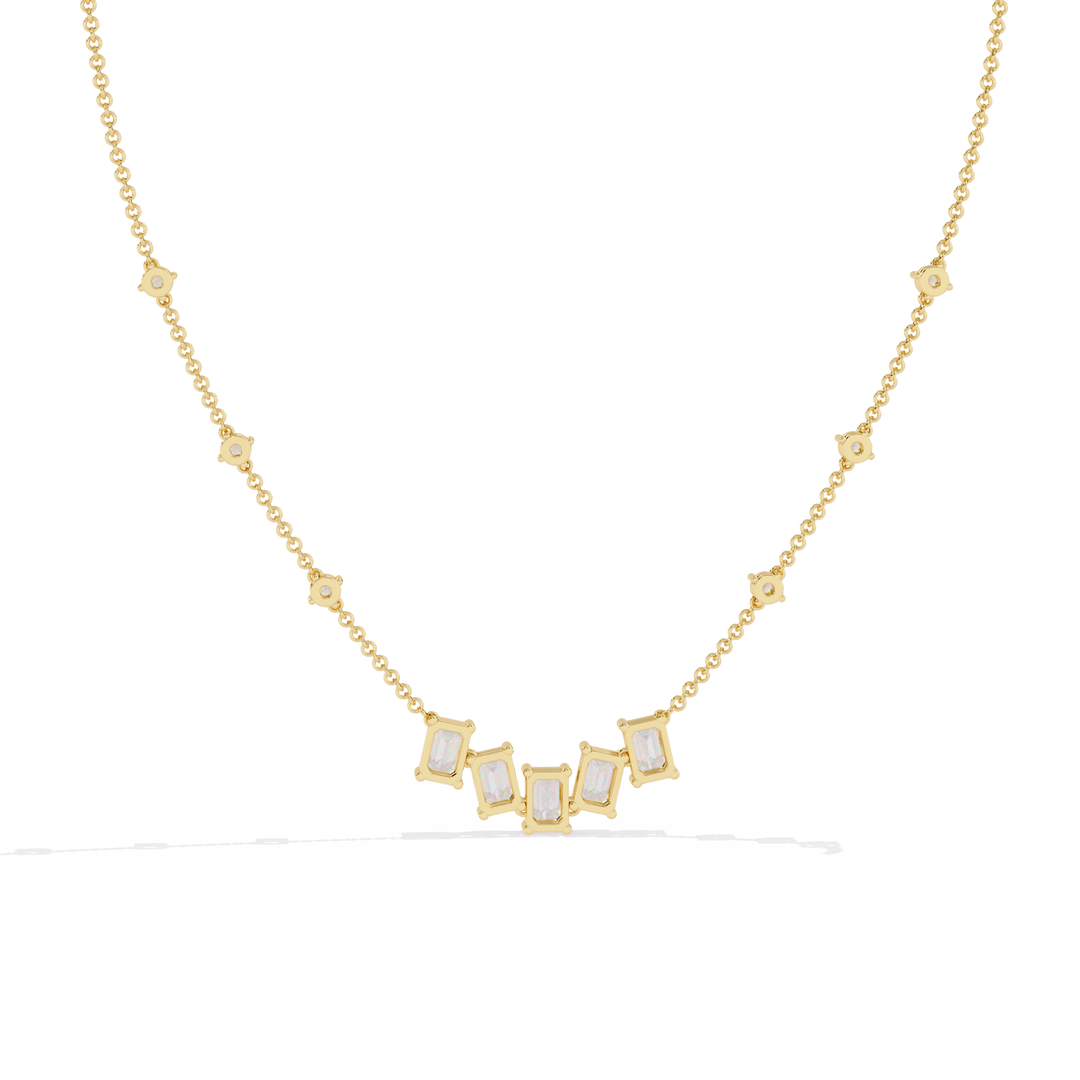 Round & Emerald Cut Diamond Necklace