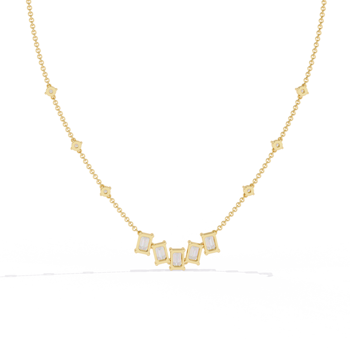 Round & Emerald Cut Diamond Necklace