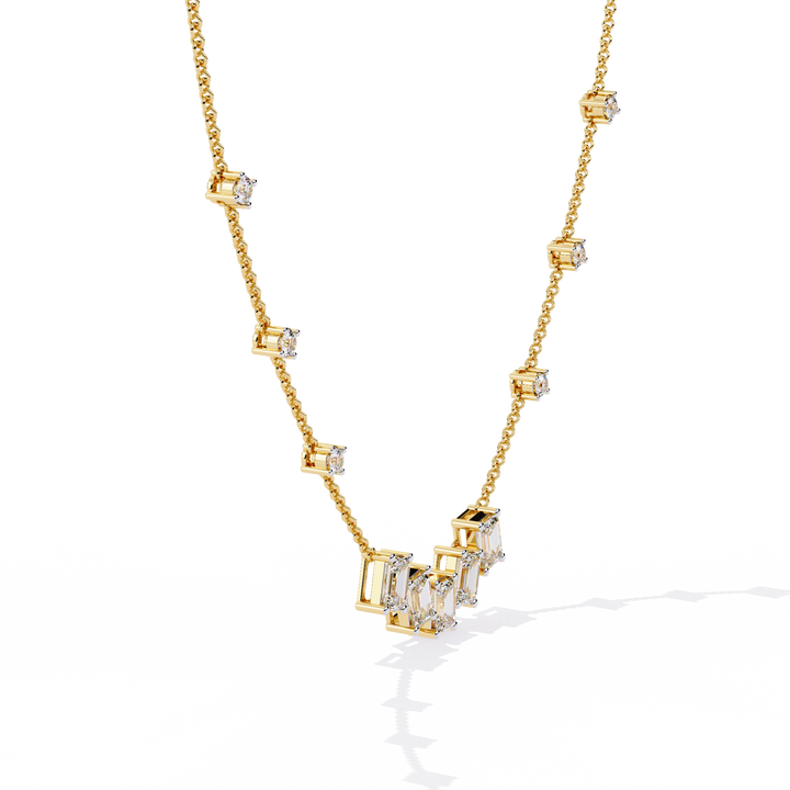 Round & Emerald Cut Diamond Necklace