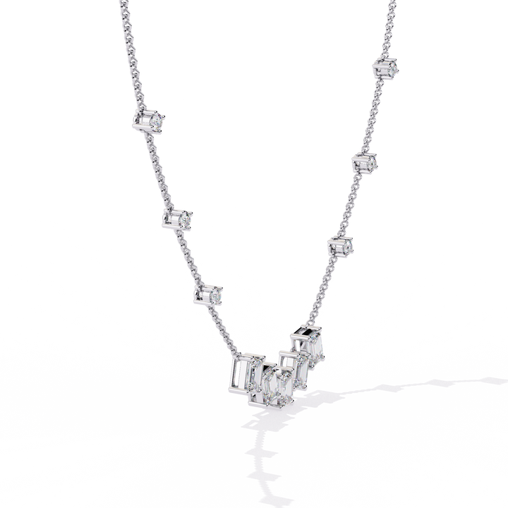 Round & Emerald Cut Diamond Necklace
