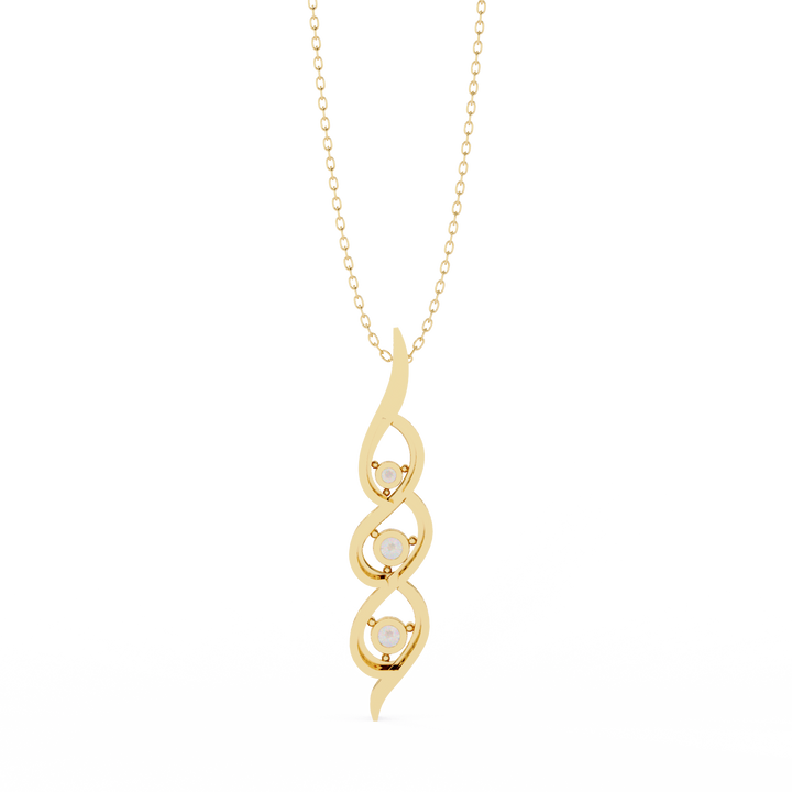 Triple diamond swirl pendant necklace