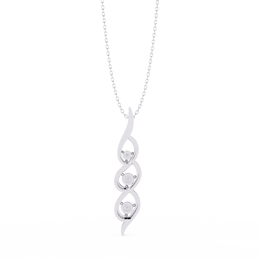 Triple diamond swirl pendant necklace