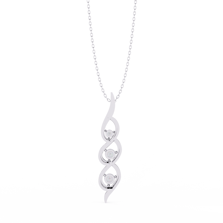 Triple diamond swirl pendant necklace