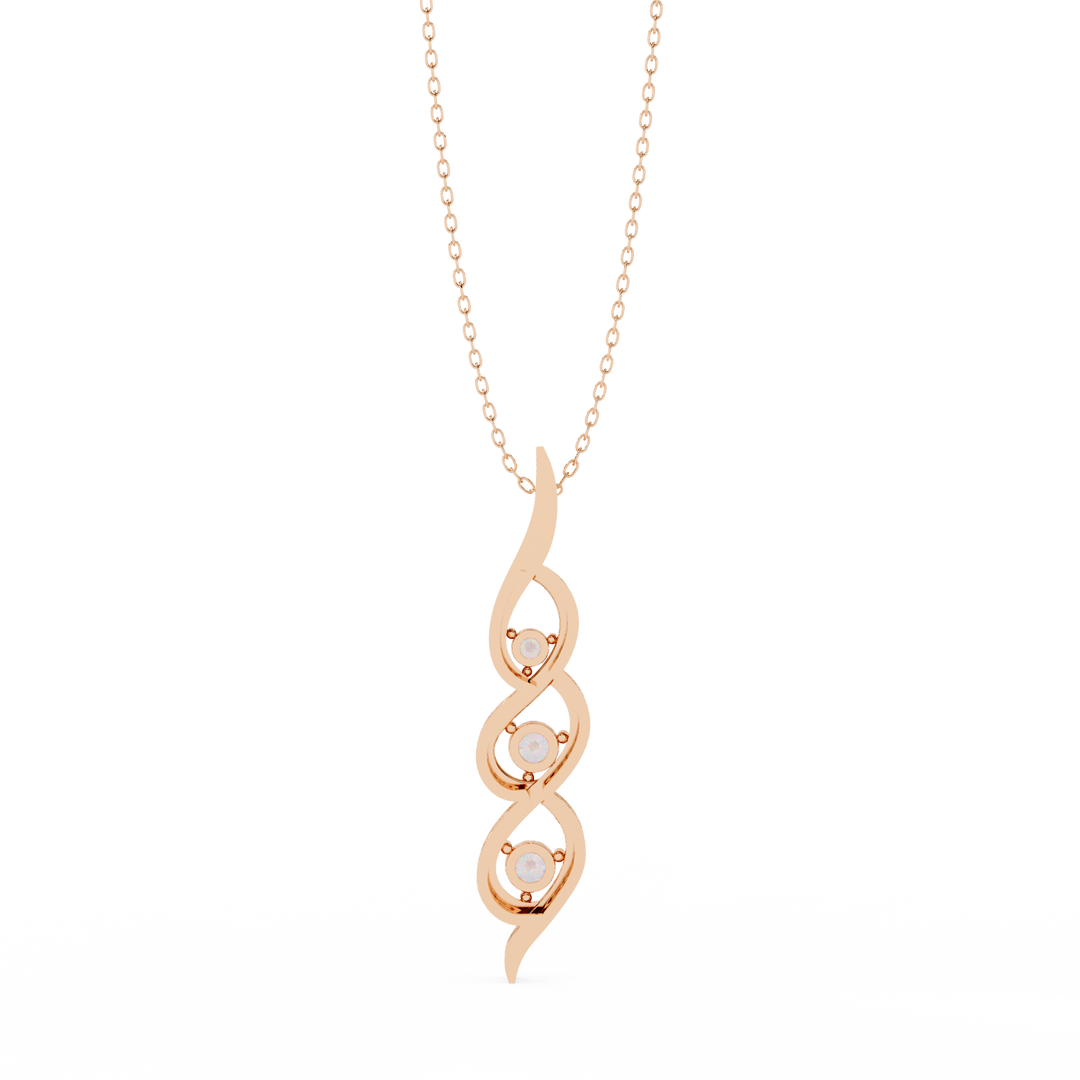 Triple diamond swirl pendant necklace