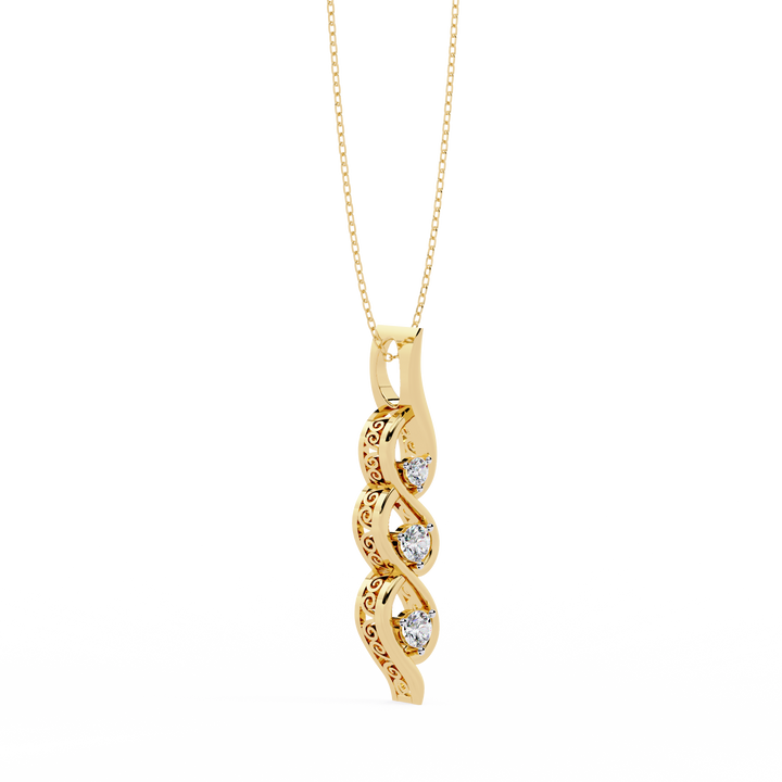 Triple diamond swirl pendant necklace
