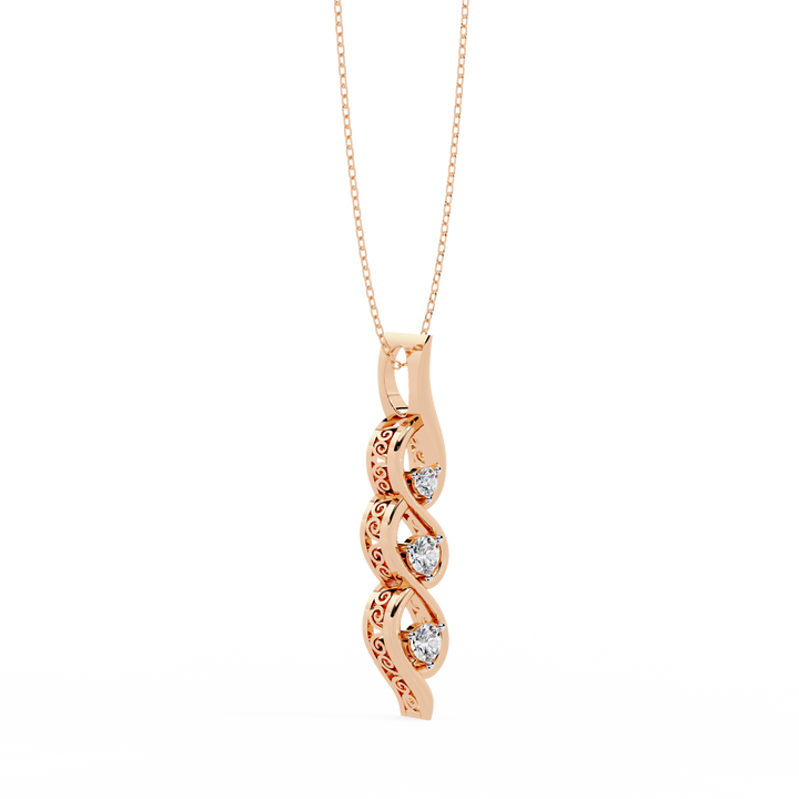 Triple diamond swirl pendant necklace