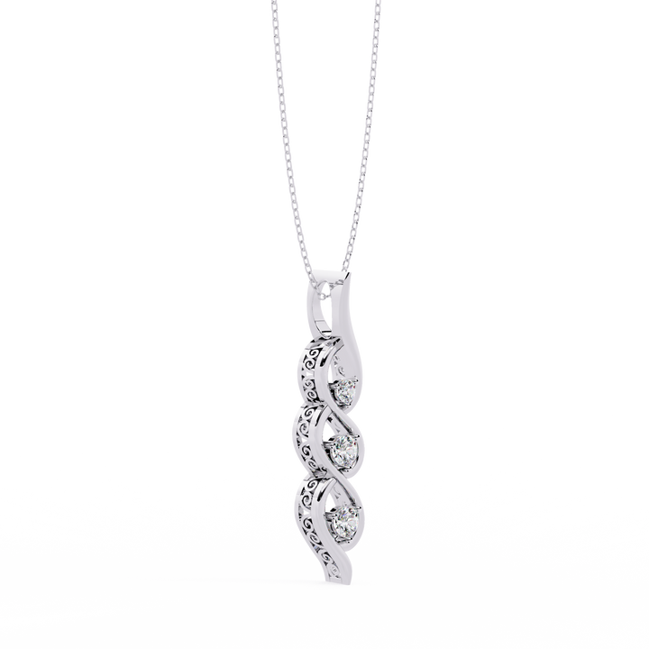 Triple diamond swirl pendant necklace