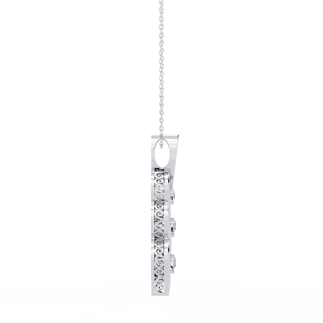 Triple diamond swirl pendant necklace