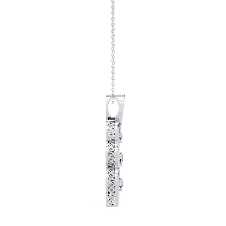Triple diamond swirl pendant necklace