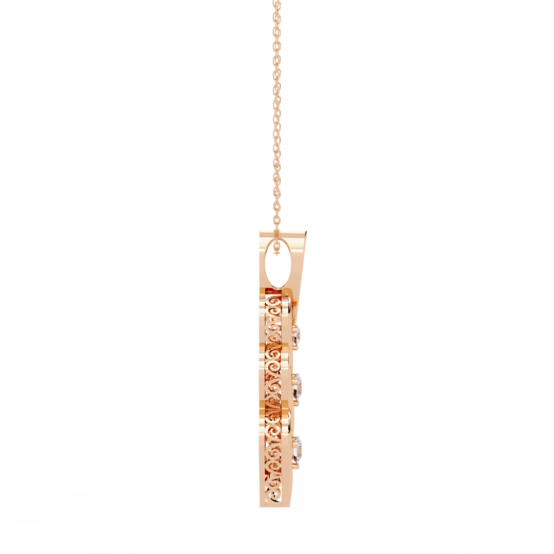 Triple diamond swirl pendant necklace
