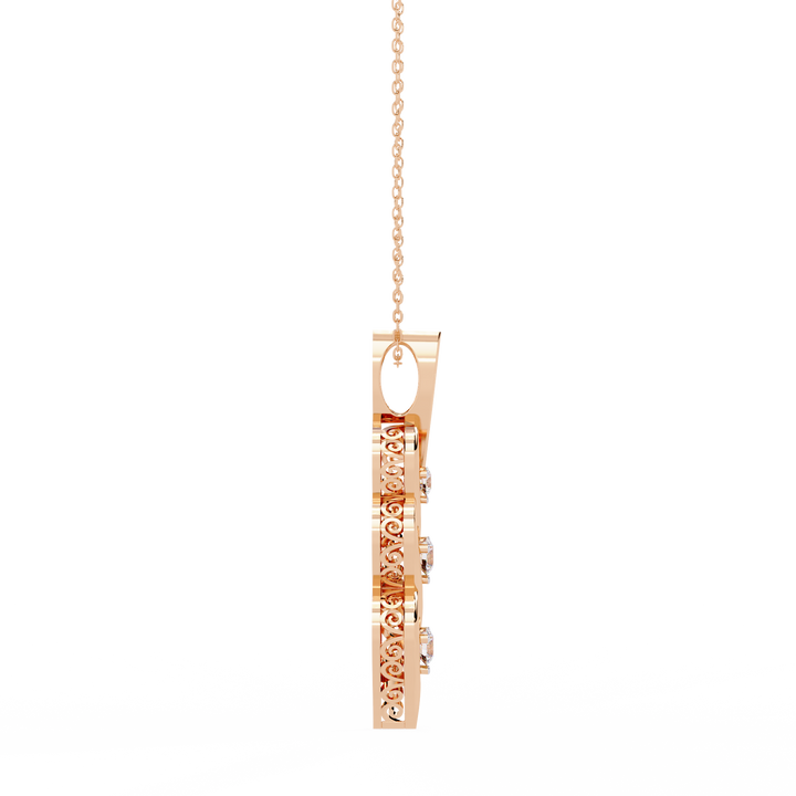 Triple diamond swirl pendant necklace