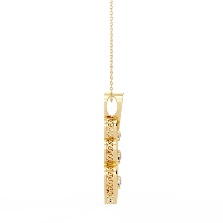 Triple diamond swirl pendant necklace